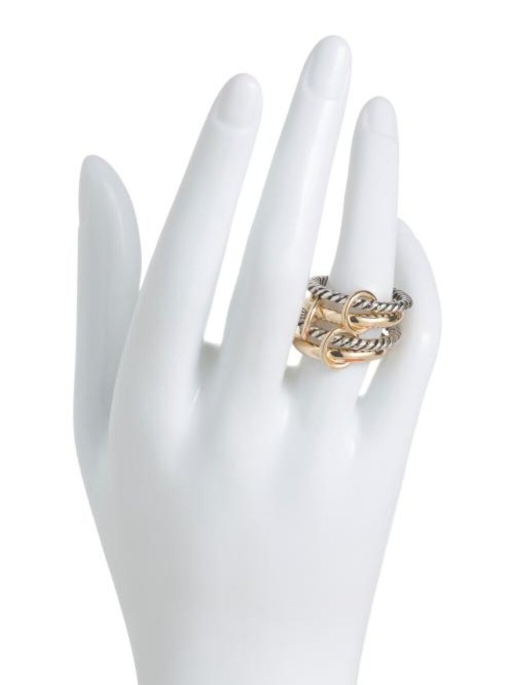 TRUE TO FORM 14k Gold Plated Twisted Rope Wire Stack Ring
